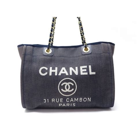 sac chanel cabas toile|chanel denim shopping bags.